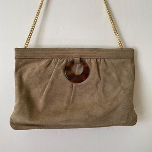 Vintage Morris Moskowitz Bag Suede Gold Chain Tortoiseshell Handbag Purse